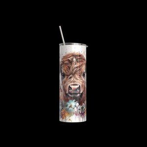 Watercolor cow 20oz skinny tumbler
